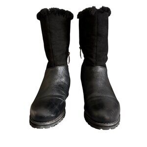 Regarde Black Fleece Lined Suede and Leather Boots
